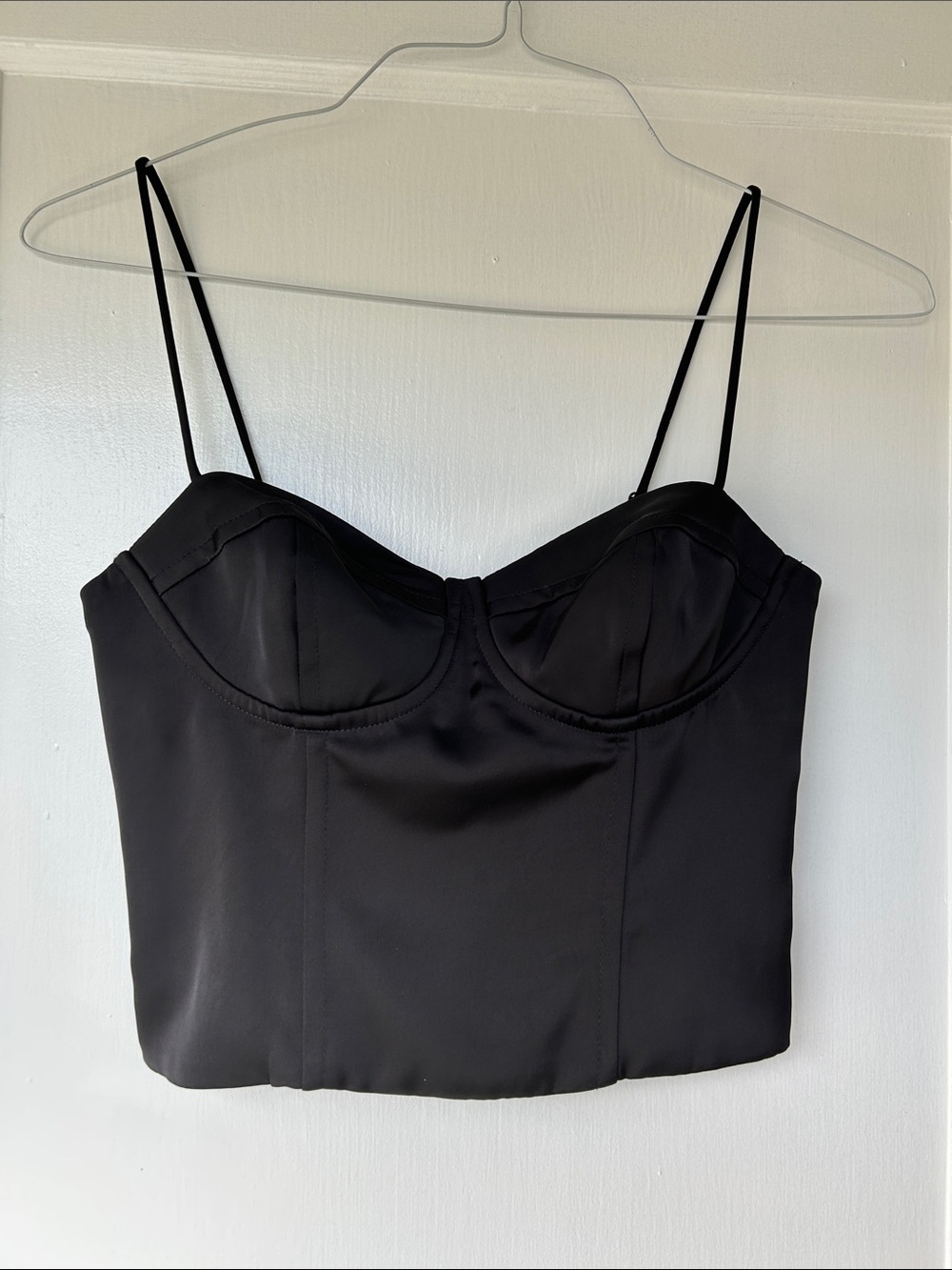 Jason Wu Black Satin Bustier Crop Top